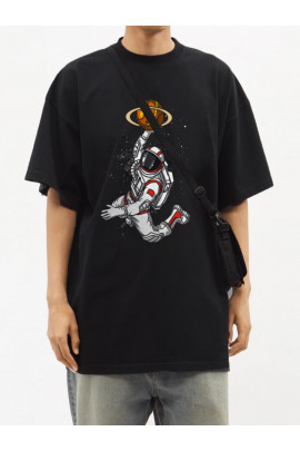Футболка Trace of Space  Oversize чоловіча чорна "Space jam"