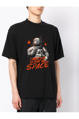 Футболка Trace of Space  Oversize чоловіча чорна "I want you to give me space"