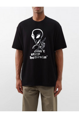 Футболка Trace of Space  Oversize чоловіча чорна "Don`t stop believin"