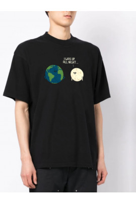 Футболка Trace of Space  Oversize чоловіча чорна "I was up all night..."