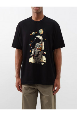 Футболка Trace of Space  Oversize чоловіча чорна "Loneliness"