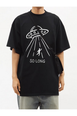 Футболка Trace of Space  Oversize чоловіча чорна "So long"