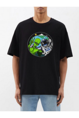 Футболка Trace of Space  Oversize чоловіча чорна "Friends"