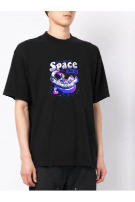Футболка Trace of Space  Oversize чоловіча чорна "Let`s chill in space"