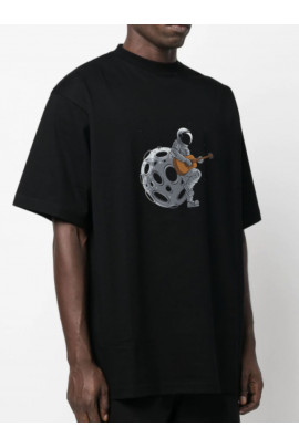 Футболка Trace of Space  Oversize чоловіча чорна "Space guitar"