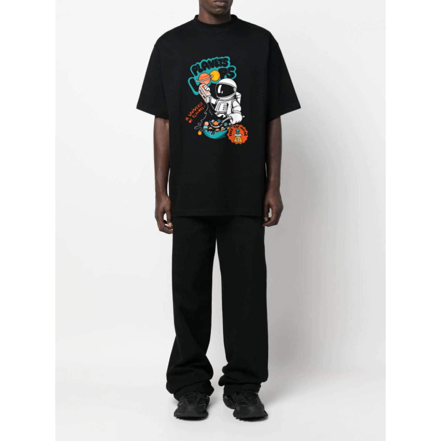 Футболка Trace of Space Oversize чоловіча чорна "Planets loops"