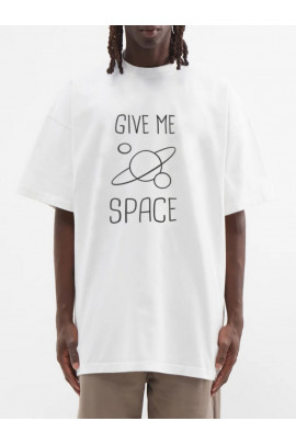 Футболка Trace of Space  Oversize чоловіча біла "Give me space"