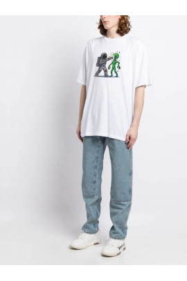 Футболка Trace of Space  Oversize чоловіча біла "Humans wins"