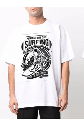 Футболка Trace of Space  Oversize чоловіча біла "Astronaut surf club"