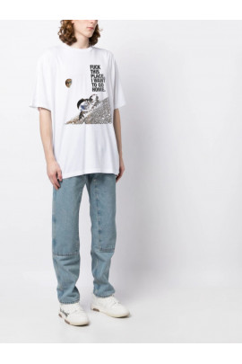 Футболка Trace of Space  Oversize чоловіча біла "Fu*** this place. I want to go home "