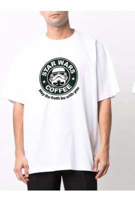 Футболка Trace of Space  Oversize чоловіча біла "Star wars coffee"