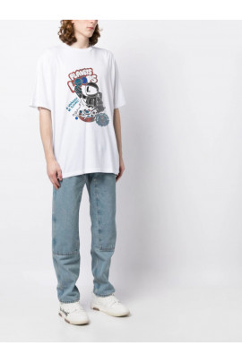 Футболка Trace of Space  Oversize чоловіча біла "Planets loops"