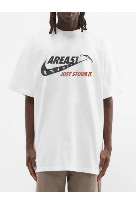 Футболка Trace of Space  Oversize чоловіча біла "Area 51. Just storm it."