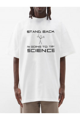 Футболка Trace of Space  Oversize чоловіча біла "Stand back I`m going to try science"