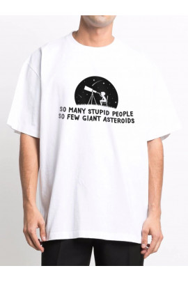 Футболка Trace of Space  Oversize чоловіча біла "So many stupid people. So few giant asteroids "