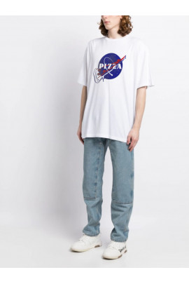 Футболка Trace of Space  Oversize чоловіча біла "Pizza"
