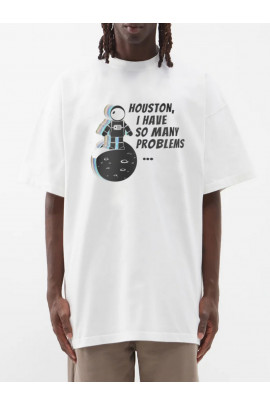 Футболка Trace of Space  Oversize чоловіча біла "Houston, i have so many problems..."