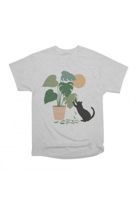 Футболка WhyNotPrint чоловіча світло-сіра  "Кіт"